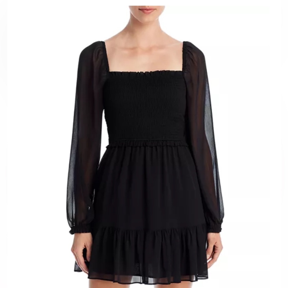 Black smocked mini dress 1.State
